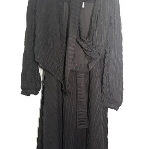 Elegant Black Textured Wrap Cropped Top  and maxi skirt Set